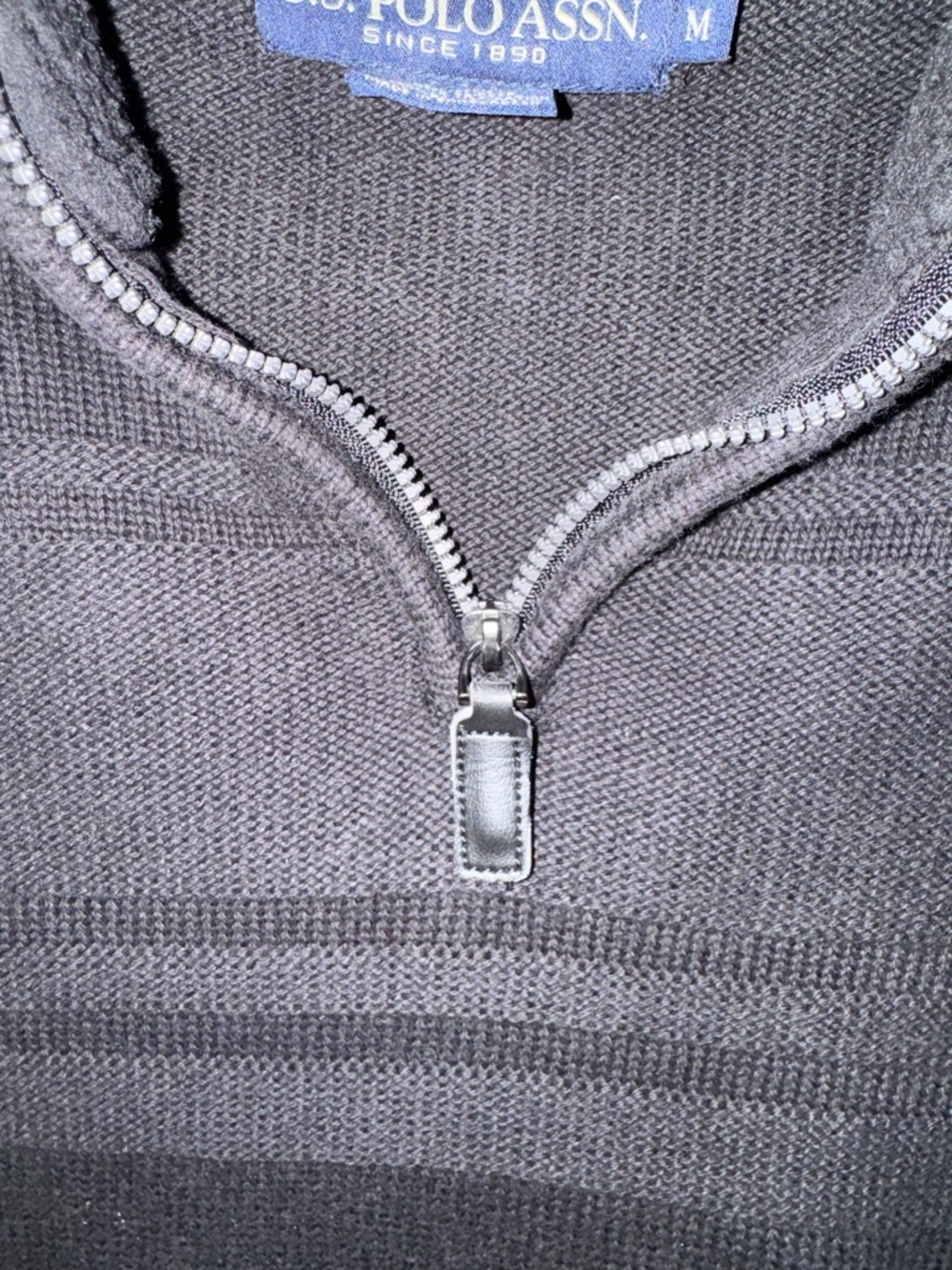 US Polo Assn Men's Medium Black 1/4 Zip Pullover Sweater Cotton Mock Neck Logo - Picture 3 of 10